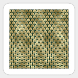 Teal and Gold Vintage Art Deco Fan Palms Pattern Sticker